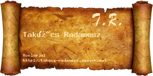 Takács Radamesz névjegykártya